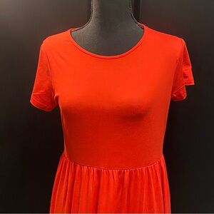 Vibrant Red Short Sleeve Dress